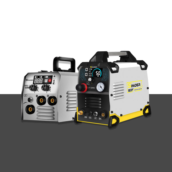 SSIMDER CUT-50PRO Pilot Arc Plasma Cutter + MIG-140S Gasless 2 in 1 MIG Welder