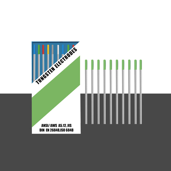 Elettrodo di tungsteno per saldatura TIG SSimder WP Green, confezione da 10 pezzi