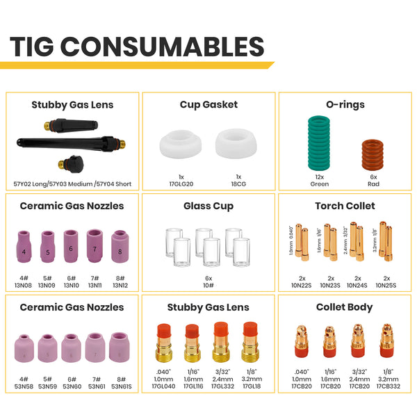 SSIMDER WP17 TIG Souding Consommations Pack 28pcs