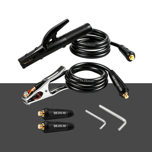 800A stick welding lead set with electrode holder, ground clamp, two 10 ft 25 mm² cables and DKJ35-50 connectors