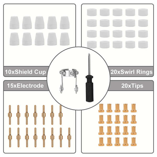 SSIMDER PLASMA CUTTER TORCH COMBESTables Pack 65pcs