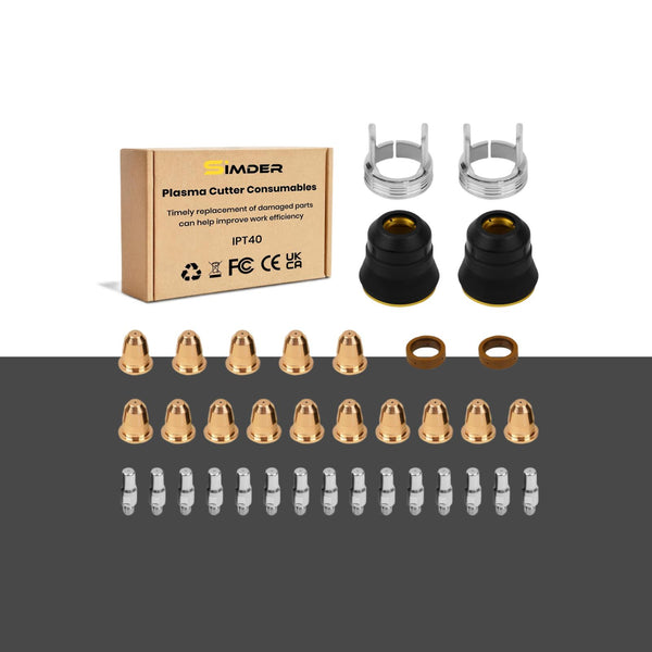 SSimder IPT-40 plasma consumables set with tips, electrodes and shield cups