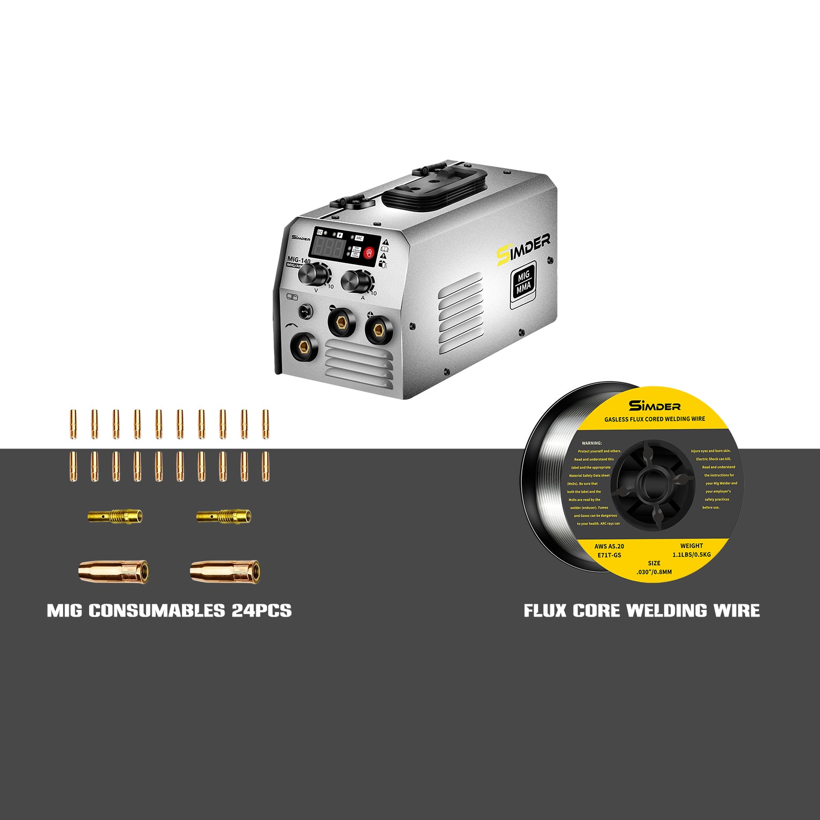 SSimder MIG-140S Gasless 2 in 1 MIG Welder