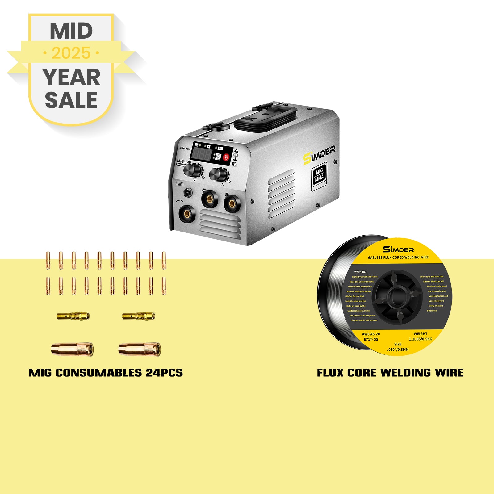 SSimder MIG-140S Gasless 2 in 1 MIG Welder