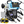 SIMDER 5 in 1 MIG welding machine kit with a silver and black machine body, a digital display screen, a welding helmet, two welding clips, two spools of welding wire, and various metal consumable rods, shown on a white background with a blue glowing graphic overlay.