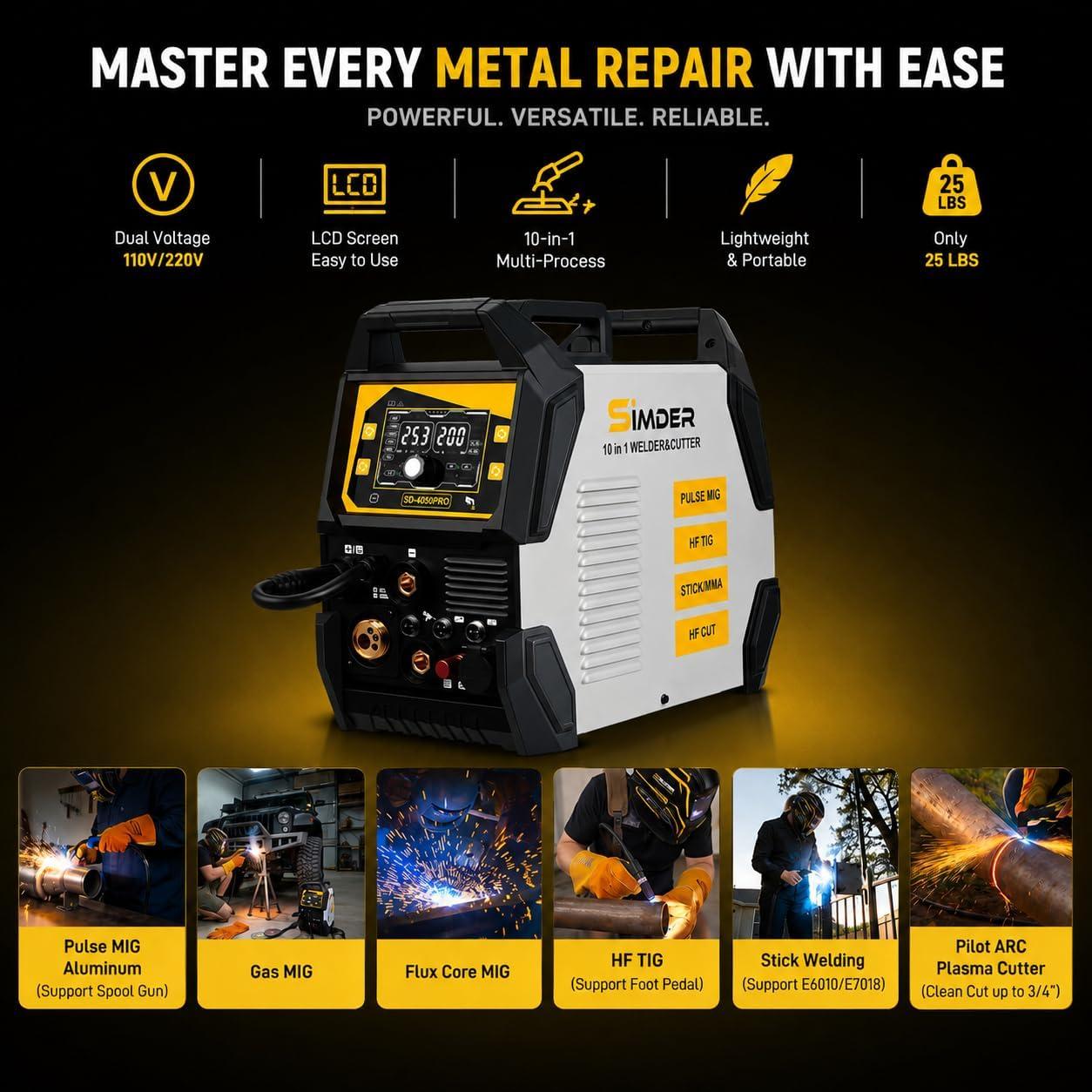 SSimder SD-4050 Pro 10-in-1  Aluminum MIG Welder Plasma Cutter Combo