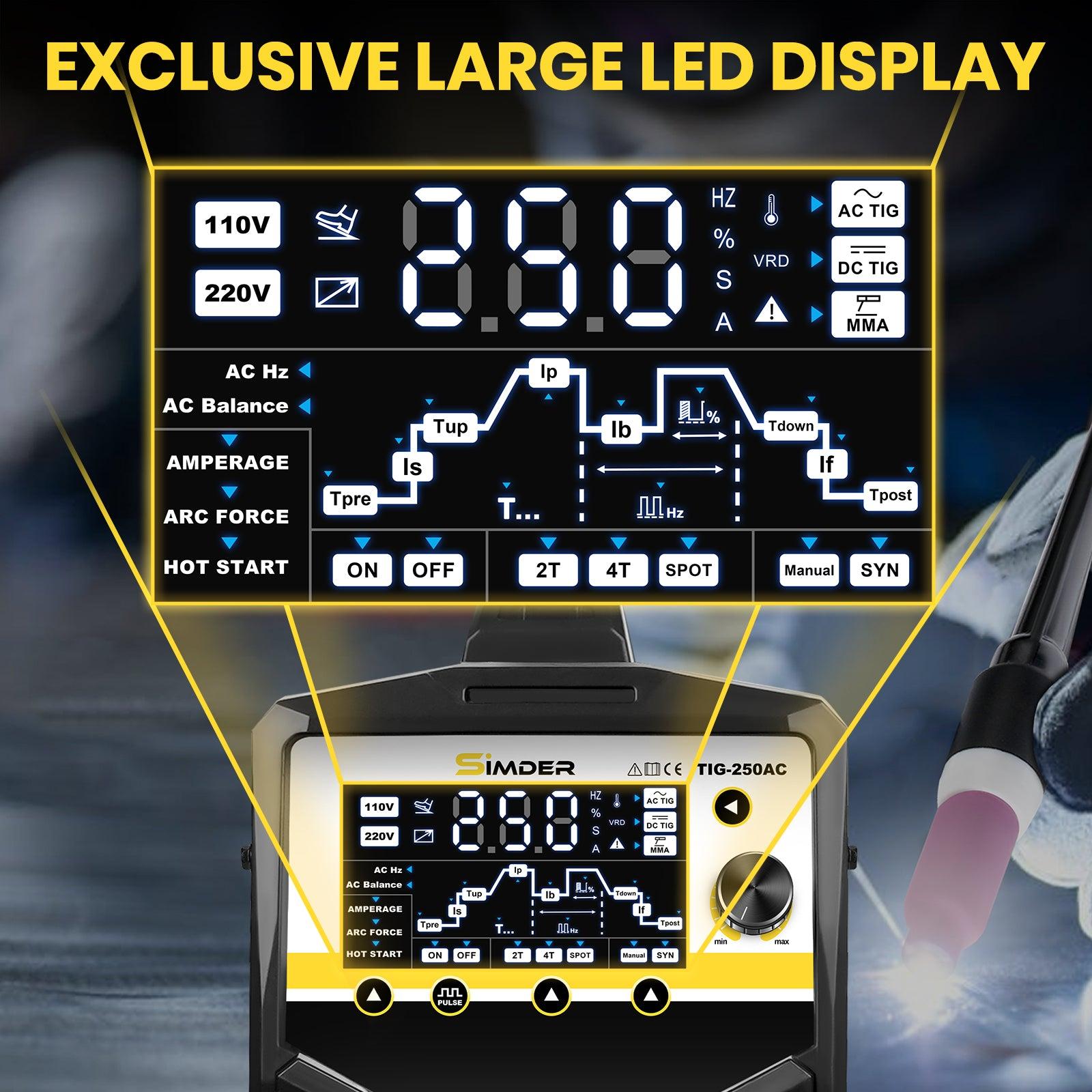 SSimder TIG-250AC 6 in 1 AC Pulse TIG Welder
