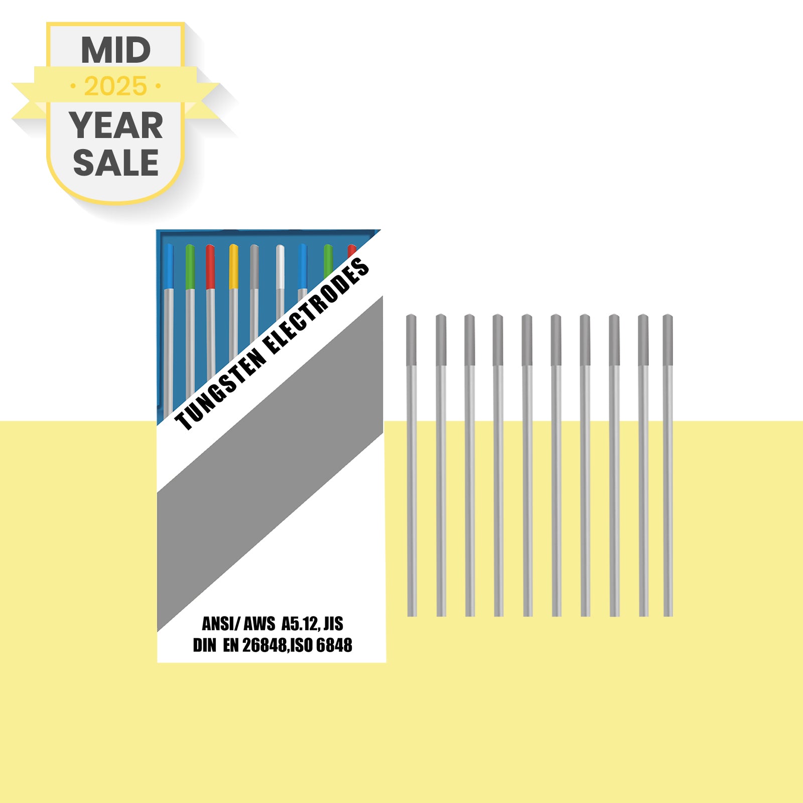 SSimder WC20 Grey TIG Welding Tungsten Electrode 10-Pack